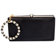 Pochette enmarcada Bvlgari Serpenti en piel de lagarto negro