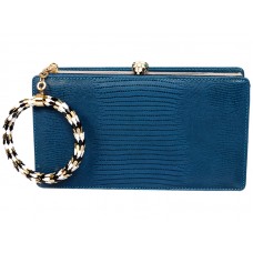 Pochette enmarcada Bvlgari Serpenti en piel de lagarto azul