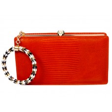 Pochette enmarcada Bvlgari Serpenti en piel de lagarto naranja