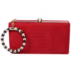 Pochette enmarcada Bvlgari Serpenti en piel de lagarto rosa