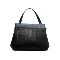 Celine Edge en cuero original negro con efecto cocodrilo