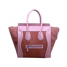 Bolso tote mediano Celine Luggage de piel de becerro rosa/ante