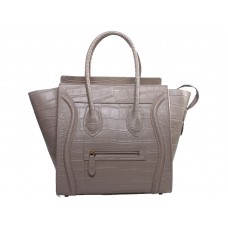 Bolso tote mediano Celine Luggage en piel de cocodrilo color caqui