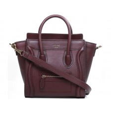 Mini bolso tote Celine de piel de becerro color vino