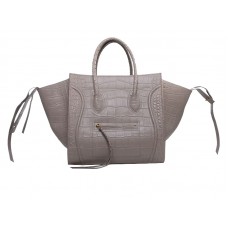 Bolso tote cuadrado Phantom de Celine Luggage en color caqui claro con efecto cocodrilo