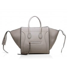 Bolso tote cuadrado Phantom de Celine, gris con ribete negro