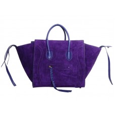 Bolso tote cuadrado Phantom de Celine, de piel de ante color morado
