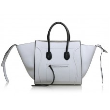 Bolso tote cuadrado Phantom de Celine, blanco y negro