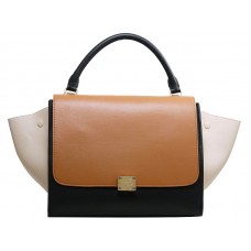 Bolso de hombro Celine Trapeze de piel de becerro multicolor en color camello/negro/crema