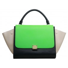 Bolso de hombro Celine Trapeze de piel de becerro multicolor verde/negro/crema