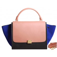 Bolso de hombro Celine Trapeze de piel de becerro multicolor rosa/negro/ante azul