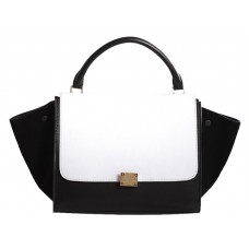 Bolso de hombro Celine Trapeze de piel de becerro multicolor, blanco, negro y ante negro