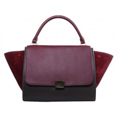 Bolso de hombro Celine Trapeze de piel de becerro multicolor, color vino/marrón/vino