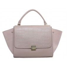 Bolso de hombro Celine Trapeze de piel de cocodrilo multicolor en color caqui claro/gamuza caqui