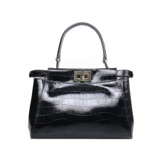 Bolso Fendi Iconic Mini Peekaboo en piel de cocodrilo negra