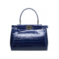 Bolso Fendi Iconic Mini Peekaboo en piel de cocodrilo azul