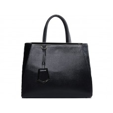 Bolso tote Fendi 2jours de piel de becerro negro con pelo