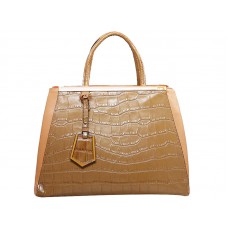 Bolso tote Fendi 2jours de piel de becerro en beige cocodrilo