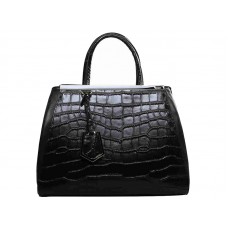 Bolso tote Fendi 2jours de piel de becerro color negro cocodrilo