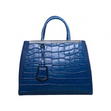 Bolso tote Fendi 2jours de piel de becerro azul cocodrilo