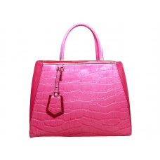 Bolso tote Fendi 2jours de piel de becerro en color cocodrilo rosa intenso