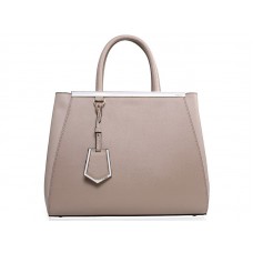 Bolso tote Fendi 2jours de piel de becerro gris claro