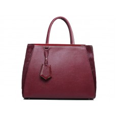 Bolso tote Fendi 2jours de piel de becerro color vino con pelo
