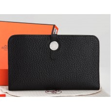 Cartera Hermes Dogon Togo Original de piel combinada negra
