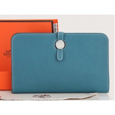 Cartera Hermes Dogon Togo Original de piel combinada en azul mediano