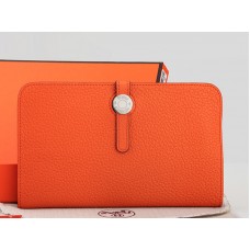 Cartera Hermes Dogon Togo Original de piel combinada en color naranja