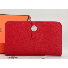 Cartera Hermes Dogon Togo Original de piel combinada en rojo