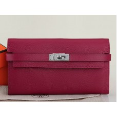 Cartera larga Hermes Epsom Original Kelly de piel de becerro burdeos