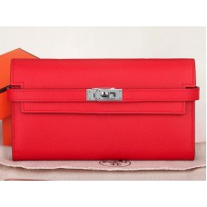 Cartera larga Hermes Epsom Original Kelly de piel de becerro roja
