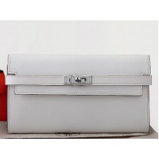 Cartera larga Hermes Epsom Original Kelly de piel de becerro blanca