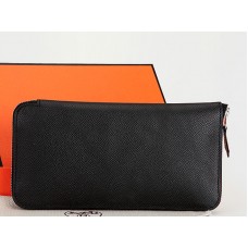 Cartera Hermes con cremallera original de piel de becerro Epsom negra