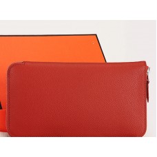 Cartera Hermes con cremallera original de piel de becerro Epsom marrón