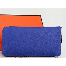 Cartera Hermes con cremallera de piel original azul eléctrico