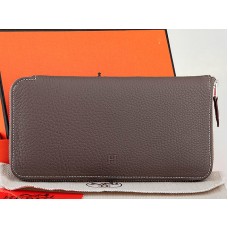 Cartera Hermes con cremallera original de cuero gris