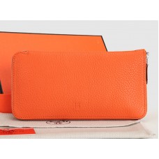 Cartera Hermes con cremallera de piel original naranja