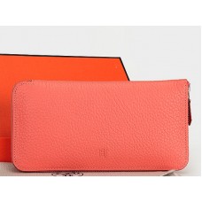 Cartera Hermes con cremallera de piel original rosa