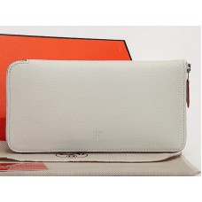 Cartera Hermes con cremallera de piel original color blanco sandía