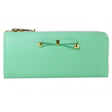 Cartera Prada Saffiano con cremallera y detalle de lazo verde claro