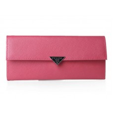 Cartera plegable Prada de piel de becerro Saffiano color rosa