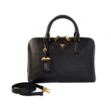 Bolso Prada de piel saffiano con asa superior, mediano, negro