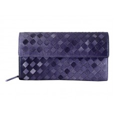 Bottega Veneta Cartera Continental De Napa Intrecciato Con Botón Violeta
