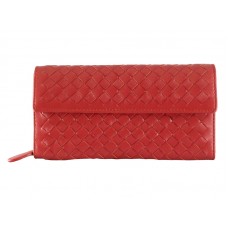Bottega Veneta Cartera Continental Intrecciato De Napa Con Botón Rojo