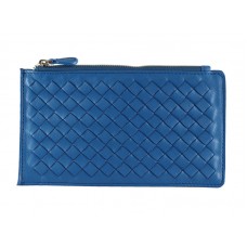 Bottega Veneta Cartera Intrecciato De Piel De Napa Con Cremallera Azul
