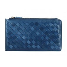 Bottega Veneta Cartera Intrecciato De Piel De Napa Con Cremallera Azul Oscuro