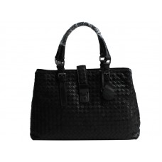 Bottega Veneta Roma Intrecciato Tote de cuero Negro