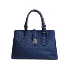 Bottega Veneta Roma Intrecciato Tote de cuero Azul oscuro